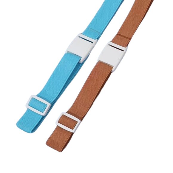 NWOT Kids' Easy Buckle Adjustable Elastic Belts | 2-Pack | Blue & Brown - Picture 2 of 8
